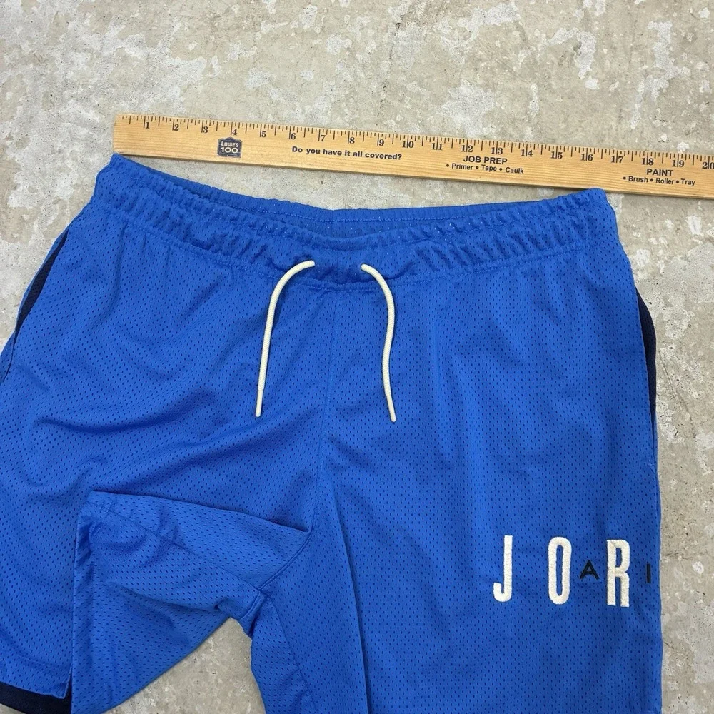 Nike Jordan Mesh Basketball Shorts Large Blue Athletic Drawstring Jumpman DV7742